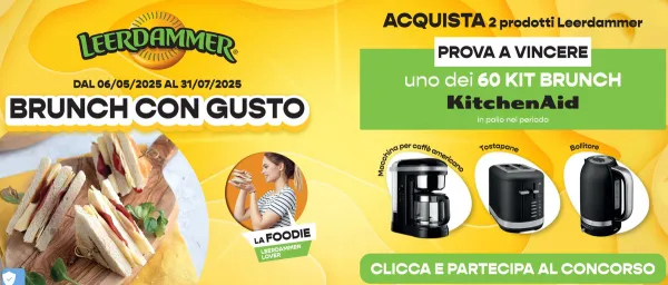 Vinci un Kit Brunch KitchenAid con Leerdammer: Concorso “Brunch con Gusto” 2025